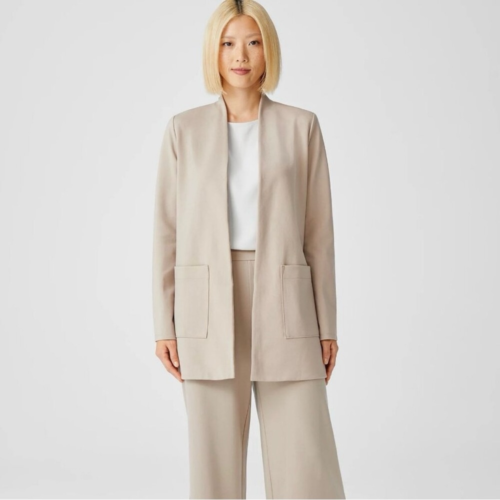 Eileen Fisher Washable Flex Ponte High Collar Jacket Cream Women's 1X - Picture 2 of 15
